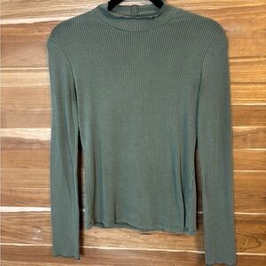 Philosophy Sage Green Ribbed Long Sleeve Top